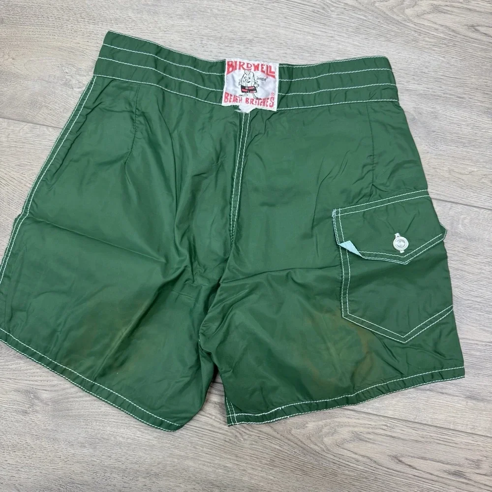 VTG Birdwell Beach Britches Green Swim Trunks Men's Short FLAW‎ Pocket